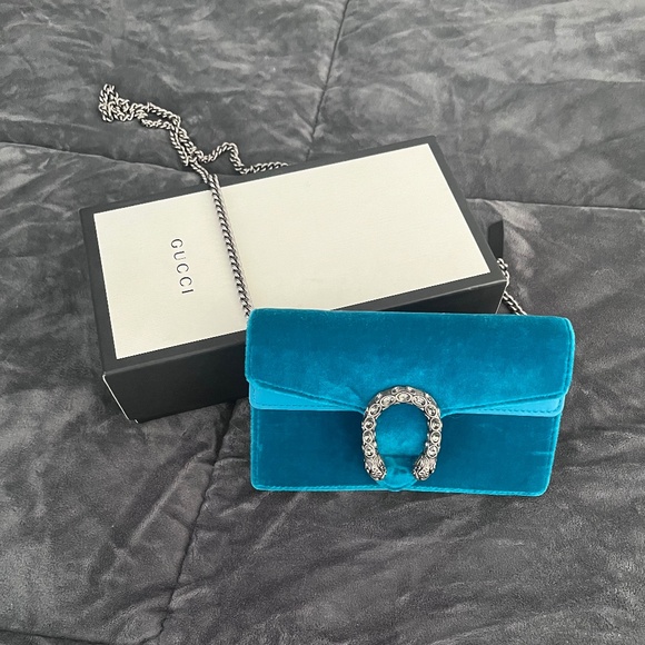 Gucci Teal Velvet Super Mini Dionysus Crossbody - Picture 1 of 5
